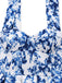 Blue 1960s Shoulder Tie Floral Skater Dress