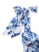 Blue 1960s Shoulder Tie Floral Skater Dress