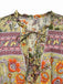 Green 1970s Boho Style Butterfly Floral Dress