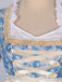 3PCS Blue 1950s Ethnic Floral Ruffled Top & Lace-Up Dress