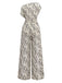 White 1940s Ink Stains Oblique Neck Jumpsuit