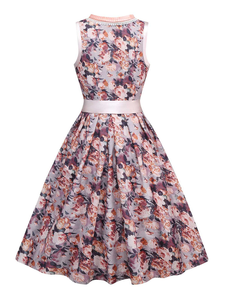 2PCS Multicolor 1950s Floral Dirndl Dress & Apron