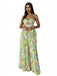 Green 1960s Floral Strapless Hollow Twist Pleated Jumpsuit