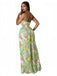 Green 1960s Floral Strapless Hollow Twist Pleated Jumpsuit