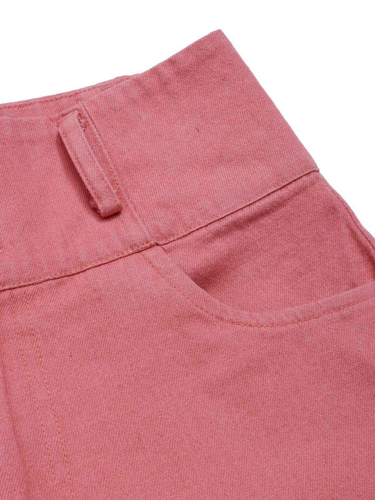 [Pre-Sale] Pink 1950s Cotton Rose Button Pants