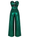 Green 1970s Knotted Cut-Out Glossy Jumpsuit