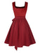 [Pre-Sale] 3PCS Red 1950s Floral Lace Velvet Dress & White Top