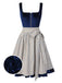 [Pre-Sale] Blue 1950s Square Neck Velvet Dress & Plaid Apron