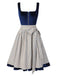 [Pre-Sale] Blue 1950s Square Neck Velvet Dress & Plaid Apron