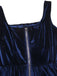 [Pre-Sale] Blue 1950s Square Neck Velvet Dress & Plaid Apron