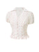 [Pre-Sale] Pink 1940s Tulip V-Neck Lapel Ruffled Blouse