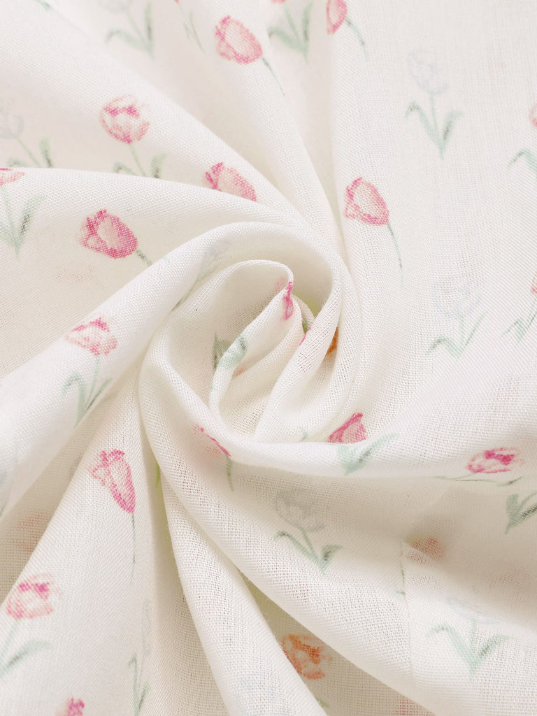 [Pre-Sale] Pink 1940s Tulip V-Neck Lapel Ruffled Blouse