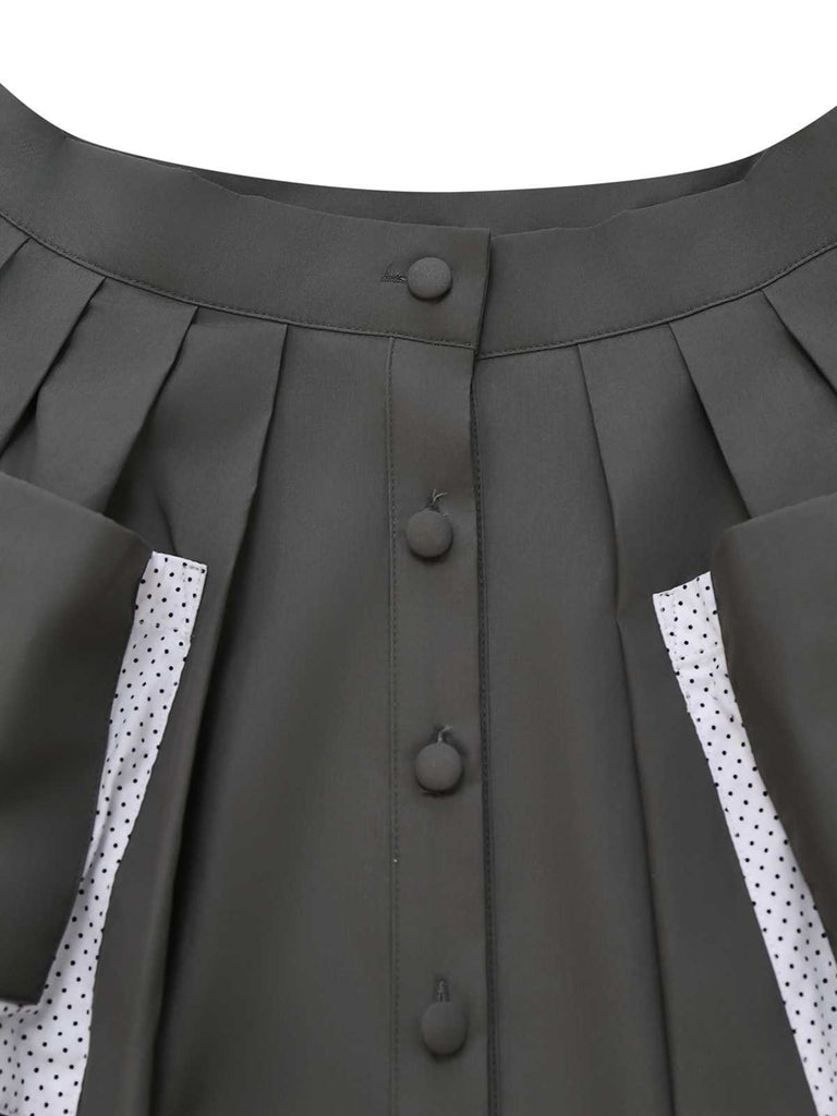 [Pre-Sale] 1950s Polka Dot Pocket Cotton Pleated Skirt