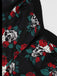 Black 1950s Halloween Skull Roses Halter Dress