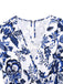 Blue 1950s Blue-White-Porcelain Floral Belted Romper