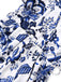 Blue 1950s Blue-White-Porcelain Floral Belted Romper