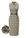 [Pre-Sale] Pea Green 1960s Lapel Buttoned Tartan Dress