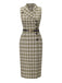 [Pre-Sale] Pea Green 1960s Lapel Buttoned Tartan Dress