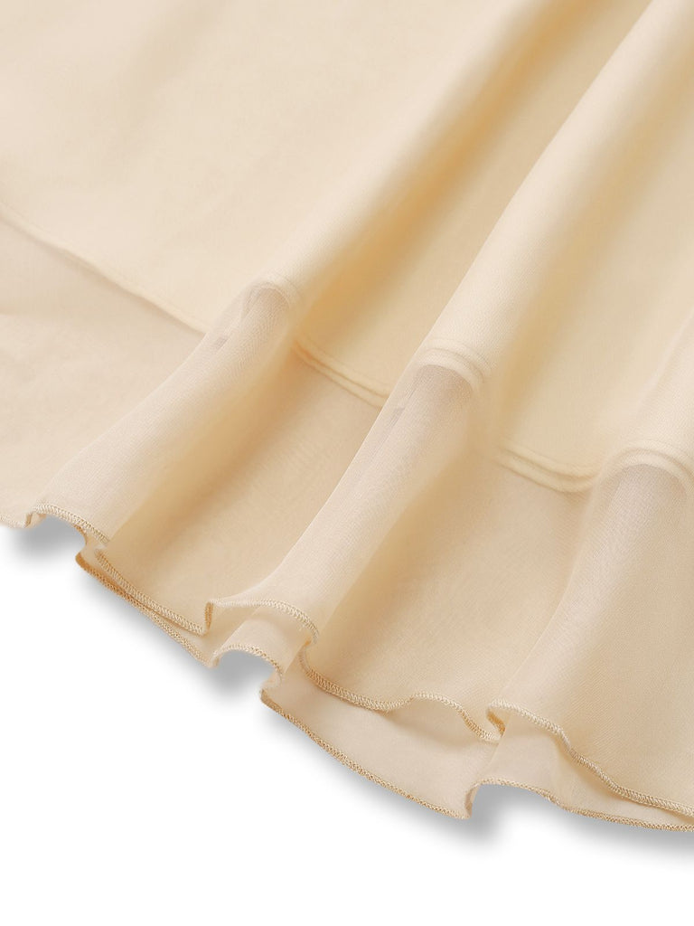 [Pre-Sale] Champagne 1950s Satin Belt Tulle Cocktail Dress