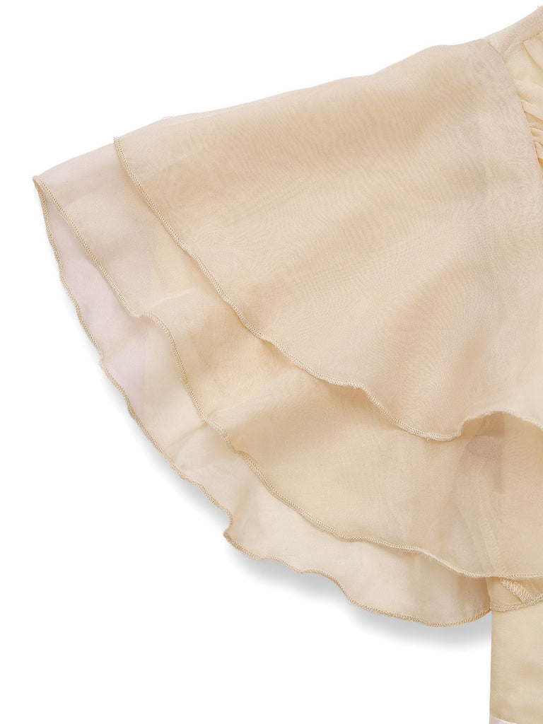 [Pre-Sale] Champagne 1950s Satin Belt Tulle Cocktail Dress