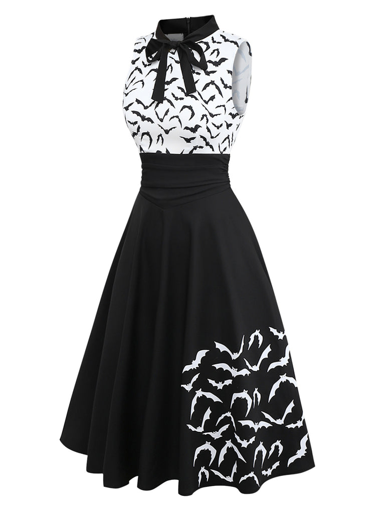 [Pre-Sale] Black & White 1950s Lace-up Bow Bat Dress