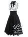 [Pre-Sale] Black & White 1950s Lace-up Bow Bat Dress