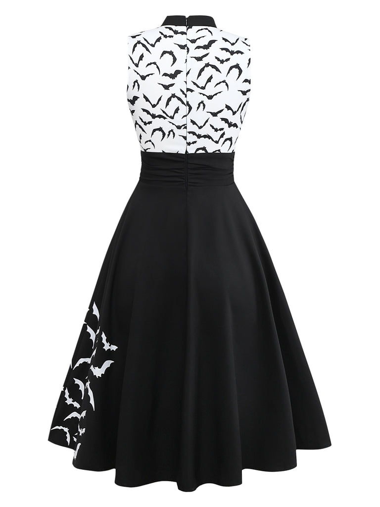 [Pre-Sale] Black & White 1950s Lace-up Bow Bat Dress