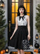 [Pre-Sale] Black & White 1950s Lace-up Bow Bat Dress