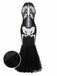 [Pre-Sale] Black & White 1930s Halter Skull Mesh Fishtail Dress