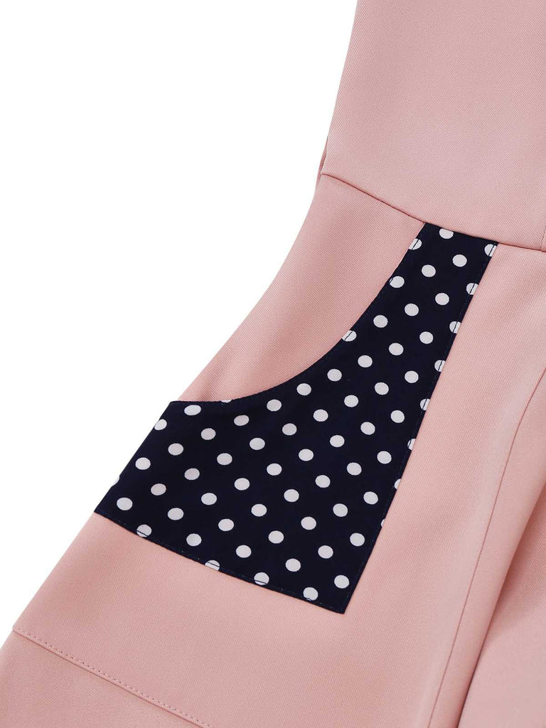 [Pre-Sale] Pink 1940s Sailor Collar Polka Dot Belted Dress