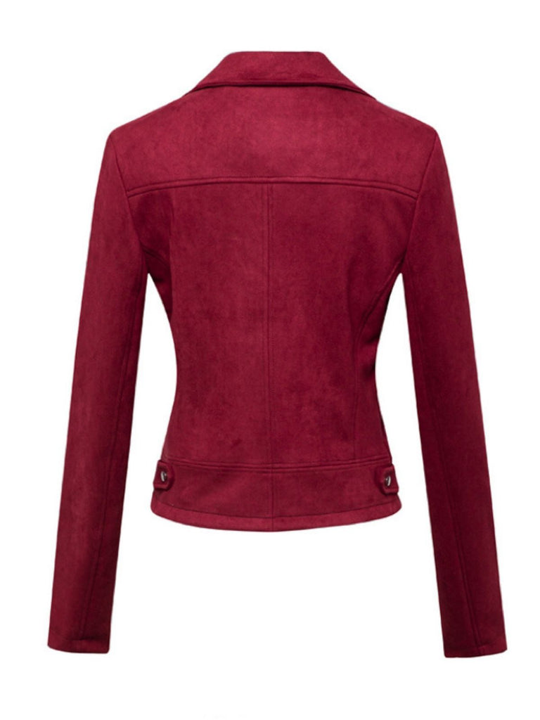 1980s Solid Lapel Ssuede Leather Jacket
