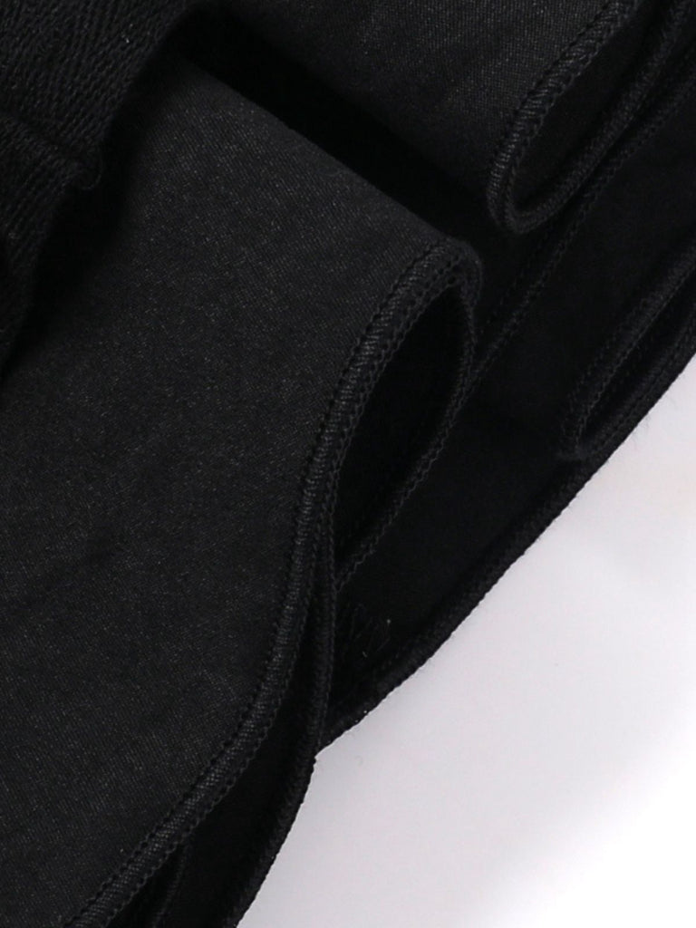 Black 1980s Punk Metal Button Lace-Up Skirt