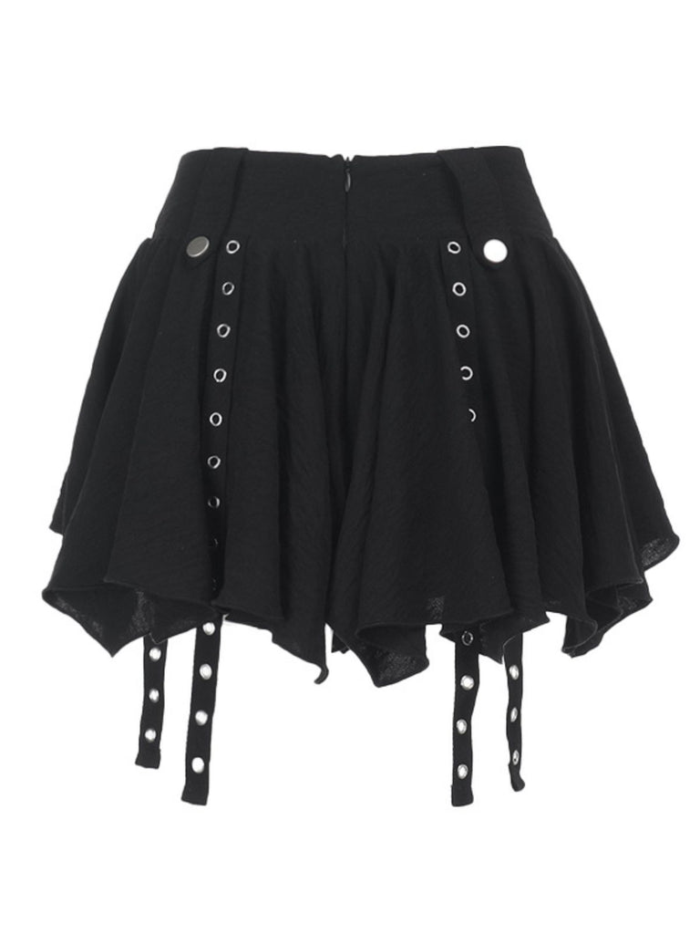 Black 1980s Punk Snake Belt Layered Mini Skirt