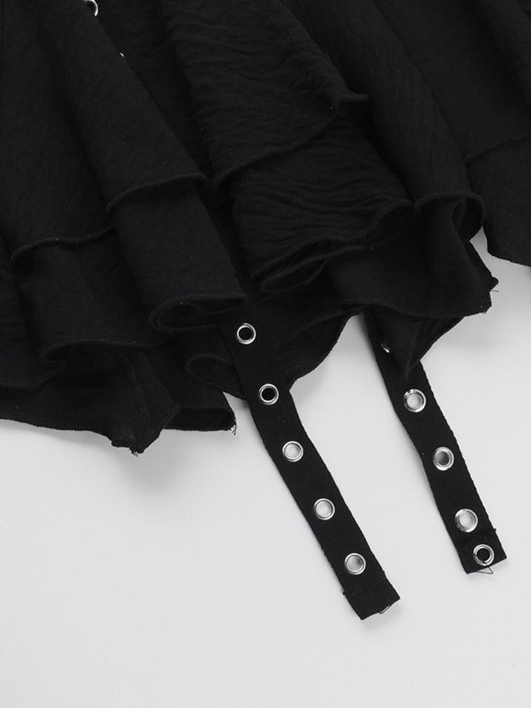 Black 1980s Punk Snake Belt Layered Mini Skirt
