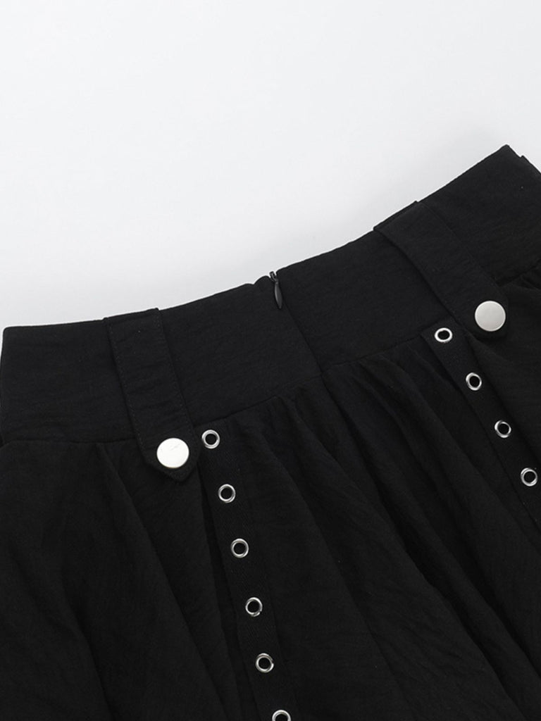 Black 1980s Punk Snake Belt Layered Mini Skirt