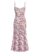 White 1940s Ditsy Floral Rose Slit Slip Dress