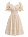 Apricot 1950s Solid Cotton Tie-Back Smocked Dress