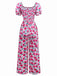 Pink 1930s Rose Puff Sleeve Jumpsuit