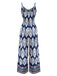 Blue 1970s Boho Ethnic Print Strap Belted Jumpsuit