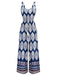 Blue 1970s Boho Ethnic Print Strap Belted Jumpsuit