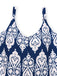 Blue 1970s Boho Ethnic Print Strap Belted Jumpsuit