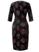 [Pre-Sale] Black 1960s Three-Quater Sleeve Floral Pencil Dress