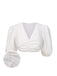 [Pre-Sale] White 1950s Ruched V-Neck Puff Sleeve Crop Top