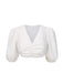 [Pre-Sale] White 1950s Ruched V-Neck Puff Sleeve Crop Top