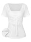 [Pre-Sale] White 1960s Square Neck Front-Tie Top