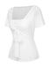 [Pre-Sale] White 1960s Square Neck Front-Tie Top