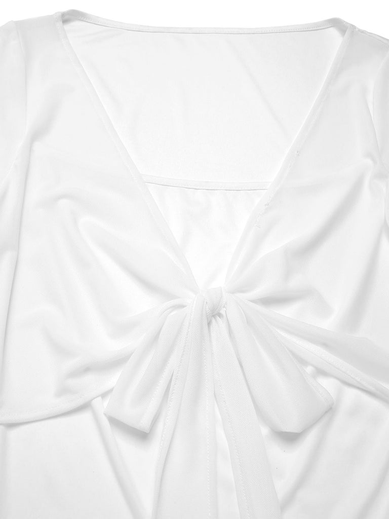 [Pre-Sale] 1960s Square Neck Tie Top & Ruched Pencil Skirt