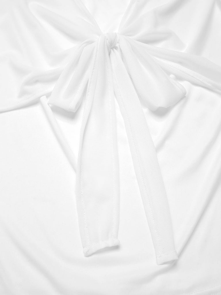 [Pre-Sale] White 1960s Square Neck Front-Tie Top