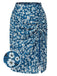 [Pre-Sale] Blue 1960s Daisy Print Chiffon Ruched Pencil Skirt