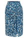[Pre-Sale] Blue 1960s Daisy Print Chiffon Ruched Pencil Skirt